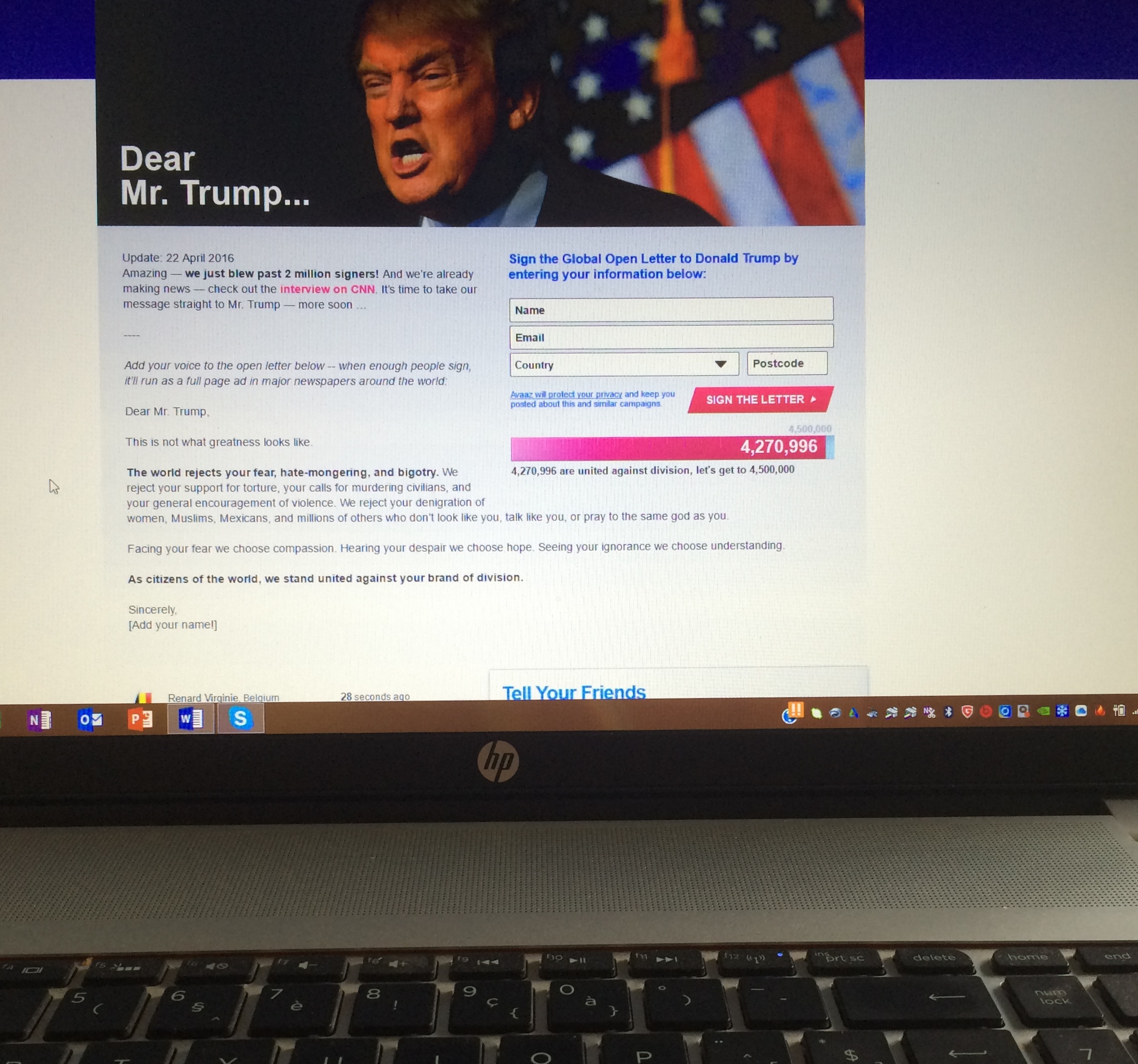 Notitieboek_On petitions_Dear mr Trump